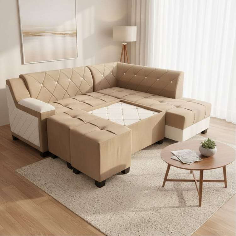 Coffee and White Touch Sofa Set